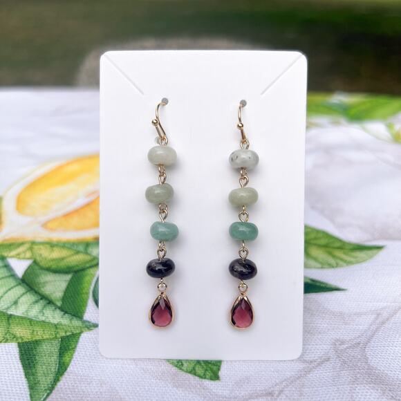 Cascade Green Blue Red Gradient Fall Autumn Winter Novelty Artsy Fun Earrings - Picture 1 of 7